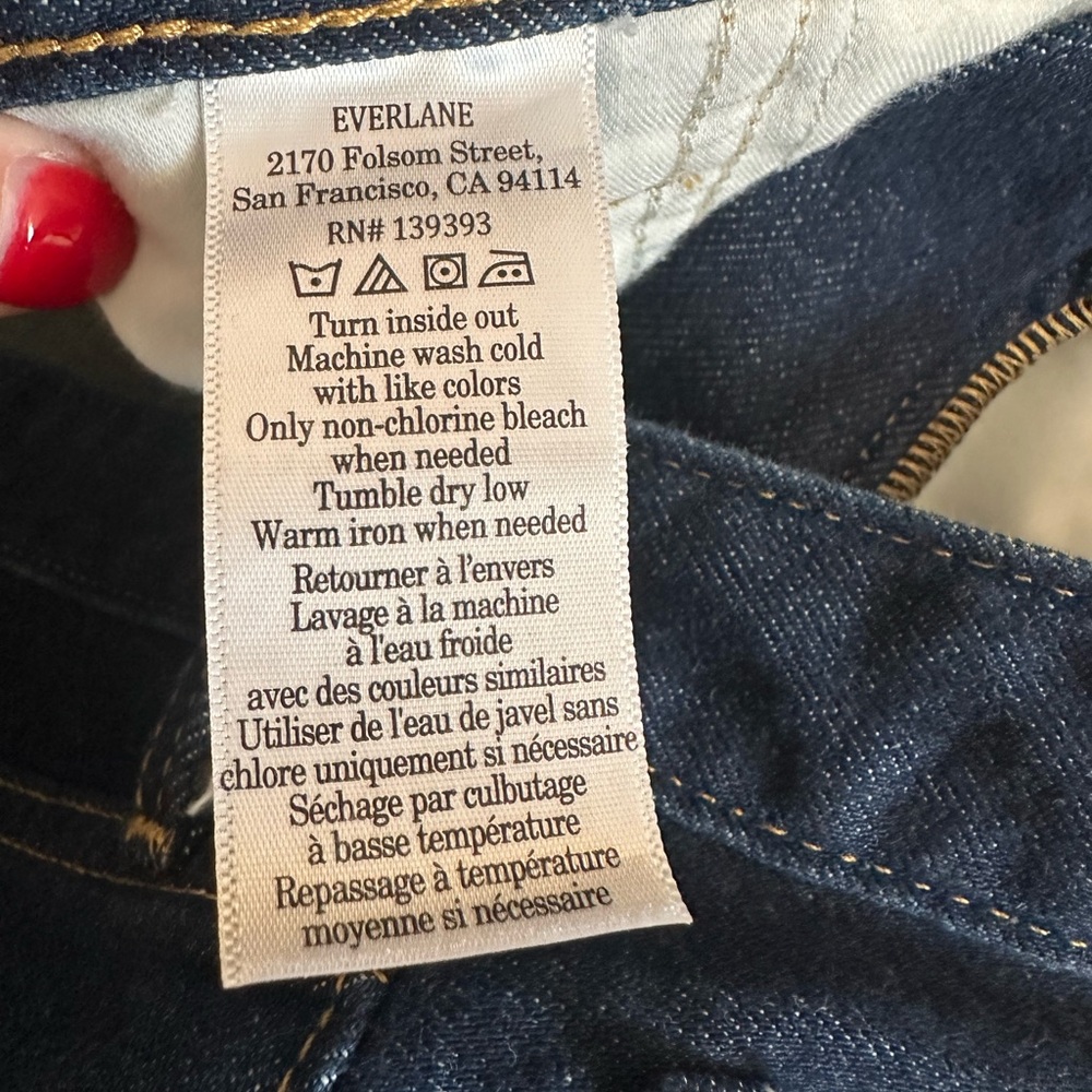 Everlane the Mid-Way Jean in true blue wash wide leg dark wash size 32 R - Picture 4 of 10